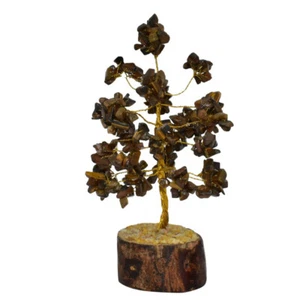 Tiger Eye Reiki Tree Feng Shui Money Crystal Golden Wire Gemstone Good Luck Gift - Bild 1 von 3
