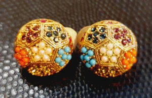 Vtg 1980's D'Orlan's "Buried Treasure" Collection Pierced Earrings - Bild 1 von 3