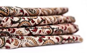 Indian Floral Printed Cotton Sewing Crafting Beige Fabric Material By 2.5 Yard - Picture 1 of 3