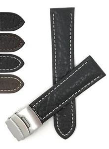 22mm Top Grain Leather Deployment Watch Band for Tag Heuer Carrera Calibre - Picture 1 of 11