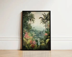 Póster impreso de pared de baño botánico flores rosas selva arte de pared selva tropical - Imagen 1 de 16