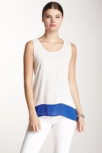 Jaye.e Damen Gr. XS ärmellos weiß & blau Bluse Top Tank Shirt - Bild 1 von 2