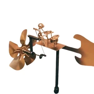 Handmade Drummer Windmill Garden Decorationwith Music Stainless Steel Windmill - Picture 1 of 7