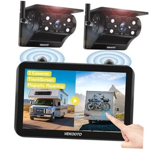 2 Magnetic Solar Wireless Backup Camera with 7'' IPS Touchscreen, Solar - Picture 1 of 7