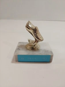Small Vintage 3" Track Shoe Running Trophy With Marble Base - Picture 1 of 10