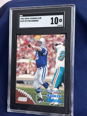 Peyton Manning 1998 Topps Stadium Club #195 RC Rookie Card SGC 10 Gem Mint - Image 1 of 2