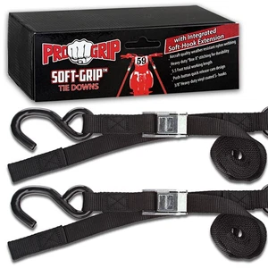 Progrip Powersports Motorcycle Soft Loop Tie Down Straps Lab Tested (2 Pack) Blk - Picture 1 of 5