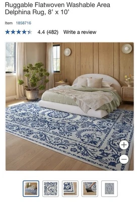 Alfombra floral resistente tejida plana lavable Delphina inspirada en la ciudad griega cubierta 8*10 Foto 1 de 4