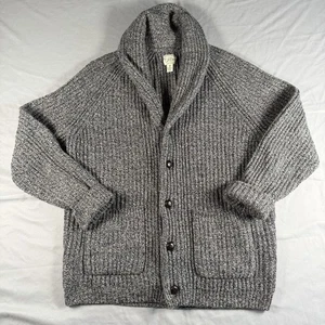 J. Cárdigan Suéter Crew Resistente Mezcla de Lana Merino Gris Cuello Chal Para Hombres M - Imagen 1 de 5