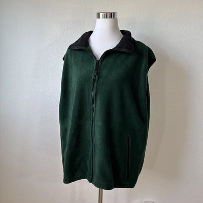 Colorado Timberline Vest Men XL Green Full Zip Fleece Vest Black Trim Sleeveless - Image 1 of 4