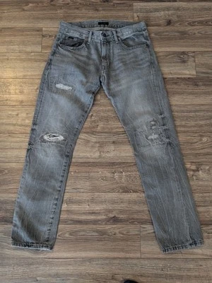 Pantalones de mezclilla ajustados Polo Ralph Lauren Sullivan para hombre gris desgastado reparado 30x31 Foto 1 de 4