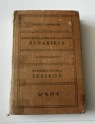 Vintage 1940 Swedish Finnish Language Dictionary HC Book Lexikon Knut Cannelin - Image 1 of 4