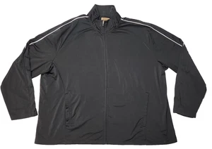 The Foundry Supply Herren schwarz durchgehender Reißverschluss Jacke 4XL Polyester Nadelstreifen - Bild 1 von 7
