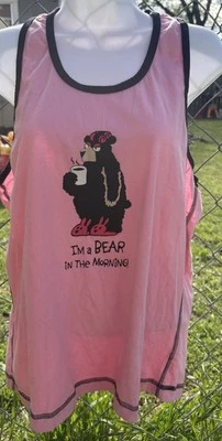 Lazy One Bear In The Morning Pajama Top Large Sleeveless - Image 1 of 3