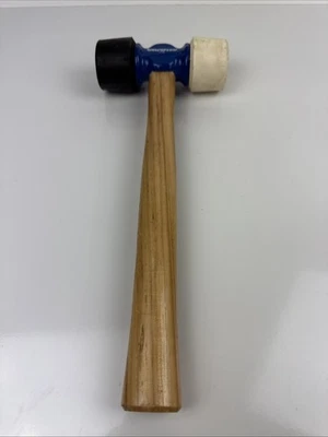 24 OZ. Mazo de goma punta blanca y negra con 14 pulgadas Mango de madera dura Foto 1 de 4