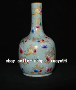 Qianlong Marked Famille Rose Porcelain Butterfly Flower Pattern Bottle Vase - Picture 1 of 9