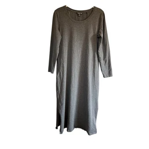 Toad & Co Gray Dress Long Sleeve Zip Pockets Women Sz M Lyocell Organic Cotton - Picture 1 of 7