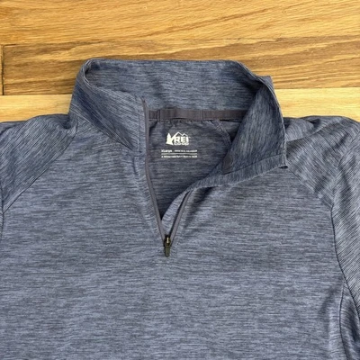 Camisa Pullover REI 1/4 Cremallera Azul Gris Mujer Extra Grande XL Elastizada Ligera Foto 1 de 4