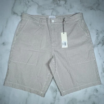 Pantalones Cortos Five Four Para Hombres Seersucker Algodón a Rayas Statfold Taupe EE. UU. Talla 34 Foto 1 de 4