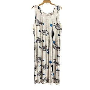 Dalin Dal-in Para Mujer 2X Maxi Vestido Sin Mangas Blanco Rayón Gasa Pez 48” - Imagen 1 de 7