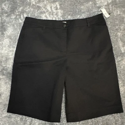 NWT Talbots Women's Sz 16 Black Chino Bermuda Shorts Cotton Flat Front Preppy - Image 1 of 4