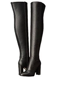 New Michael Kors Women's Sabrina Over The Knee Boots Black Leather 9 - Picture 1 of 5