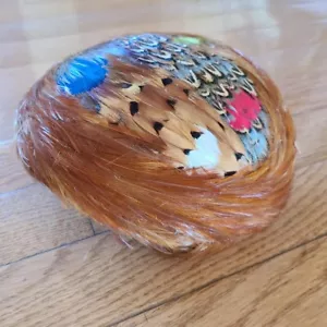 VINTAGE PEACOCK FEATHER HAT STUNNING PHEASANT WOMEN'S HAT - Picture 1 of 6