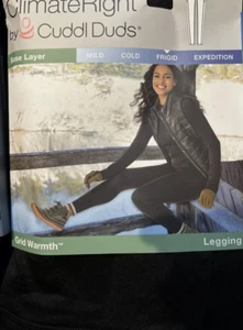 NEW Cuddl Duds BLACK GRID WARMTH LEGGING WOMENS L CLIMATE RIGHT CUDDLDUDS - Picture 1 of 2