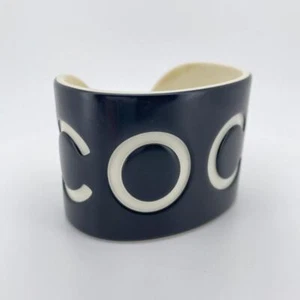RARE Vintage CHANEL CC Logo Black White Bracelet Bangle Good Condition - Picture 1 of 7