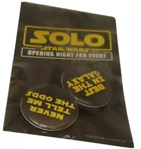 Solo Star Wars Stand Alone. Movie premier Night Fan Pins Collector Items  - Picture 1 of 6