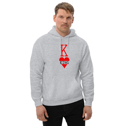 VALENTINO Felpa con cappuccio unisex coppia King of Hearts