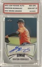 GRAYSON RODRIGUEZ 2021 LEAF AUTOGRAPHED “GEM-MT 10” ROOKIE CARD #BA-GR1 Auto