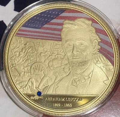 ABRAHAM LINCOLN COLOSSAL COMMEMORATIVE COIN PROOF RETAIL $139.95 - Image 1 of 4