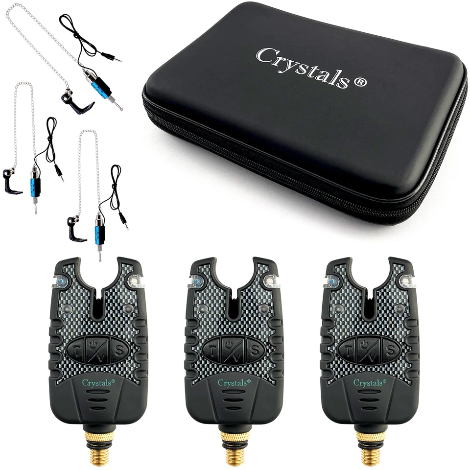 Juego de alarma por mordedura de pesca de carpa y oscilador iluminado LED azul, volumen, tono, estuche Foto 1 de 1