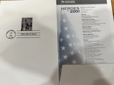Heroes USA 2001 Stamps - Full Block plus First Day of Issue Program - Image 1 of 2