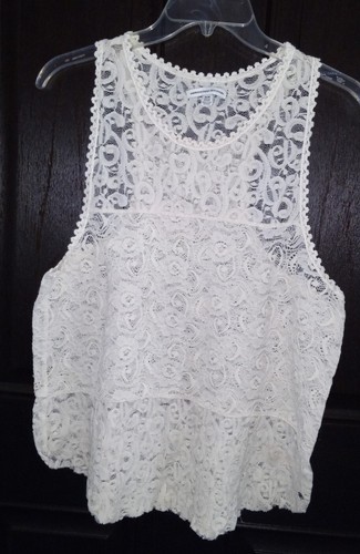 OFF WHITE Camicetta donna senza maniche bianco sporco pizzo American Eagle Outfitters M bella