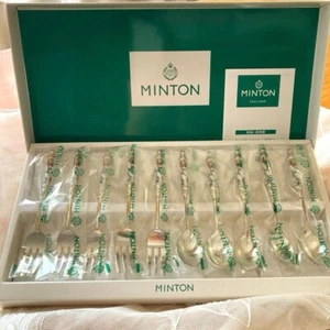 Minton Haddon Hall grün silber Löffel Gabel 10er Set 250527 - Bild 1 von 6