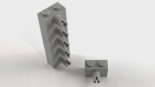 6X LEGO 2458  1 x 2 Modified BRICK with Pin Old Light Gray Lot Vintage - Image 1 of 1