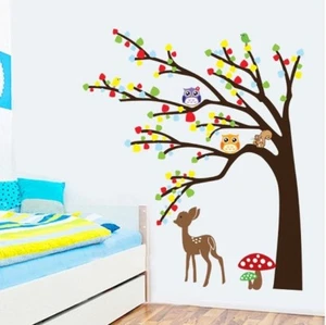Wandtattoo Wandsticker Tiere Baum Reh Wandaufkleber Deko Kinderzimmer Wald Baby - Bild 1 von 5