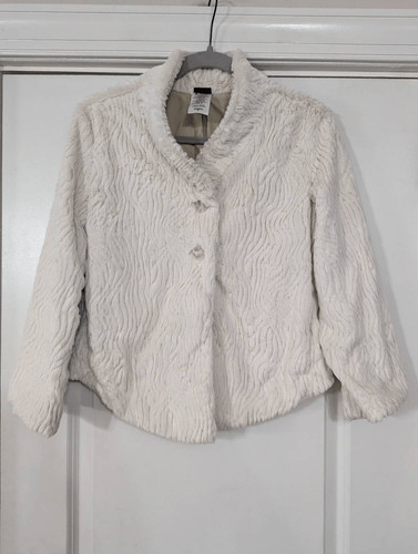 OFF WHITE Giacca pelliccia sintetica Patagonia Pelage donna taglia Small bianco sporco panna 2 bottoni