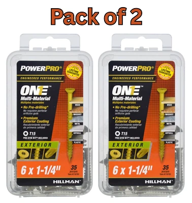 Power Pro ONE Exterior Screws 6x1-1/4", 35ct, Star Drive, Bit Included pack of 2