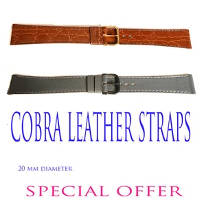 Genuine Flat Calf Leather Watch Strap Crocodile Croc Grain 20mm - Picture 1 of 3