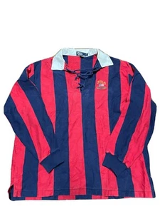 Vintage 90er Polo Ralph Lauren Rugby T-Shirt Made in USA rot blau gestreift - Bild 1 von 2