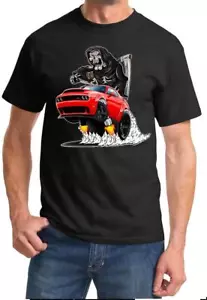 SRT Demon Challenger Reaper Skeleton Red Car Design Tshirt NEW - Picture 1 of 2
