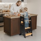 3-in-1 Toddler Learning Tower Kids Step Stool & Mini Desk with Safety Rail UK