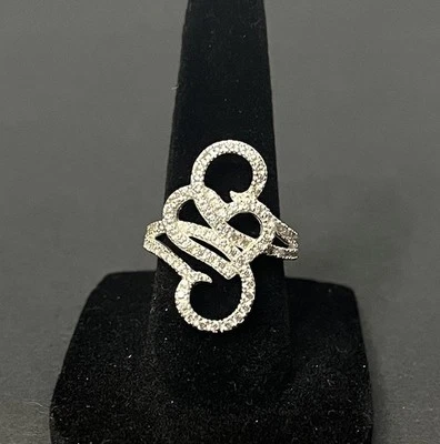 Кольцо в форме сердца AVON серебристые стразы Infinity размер 6 - Изображение 1 из 4