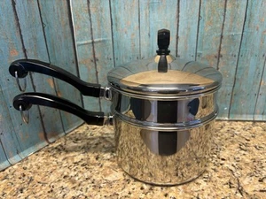 Tapa doble para caldera Farberware vintage de 2,5 cuartos de galón de acero inoxidable 18/10 - Imagen 1 de 6