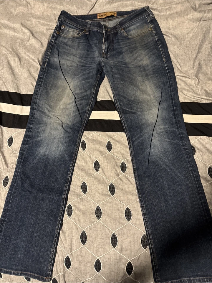 Pantalones de mezclilla para hombre Seven7 Premium Denim Co calce recto 32x30 mezcla de algodón Foto 1 de 4