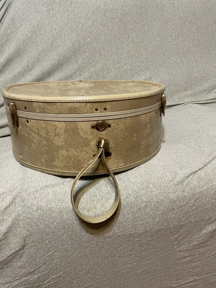 Maleta Samsonite de colección Shwayder sombrero redondo caja tren estuche rígido 18" beige Foto 1 de 4