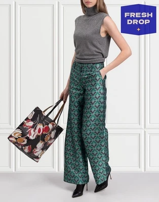 PVP €590 EMPORIO ARMANI Pantalón Recto Jacquard EU40 US4 UK8 S Geométrico Foto 1 de 4